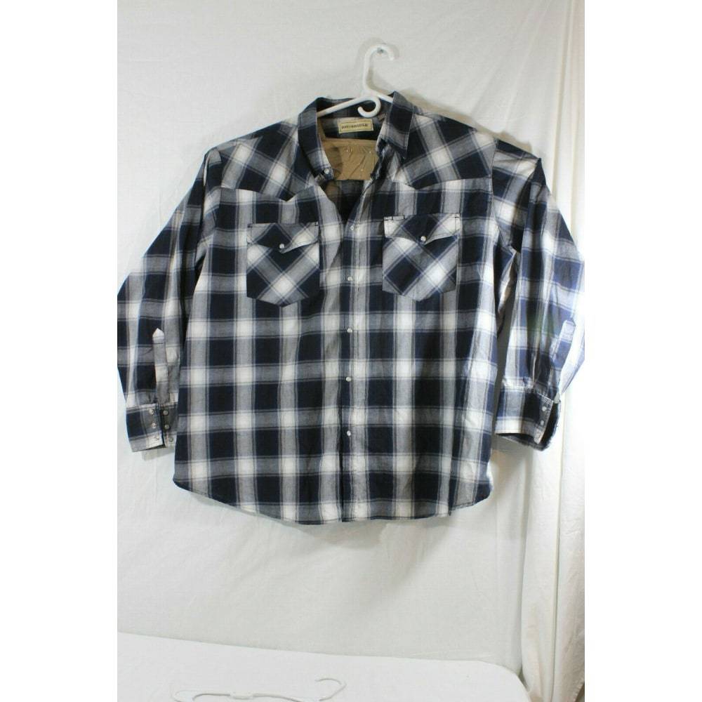 Bit & Bridle Long Sleeve Blue Shirt Mens SZ 4XL I6